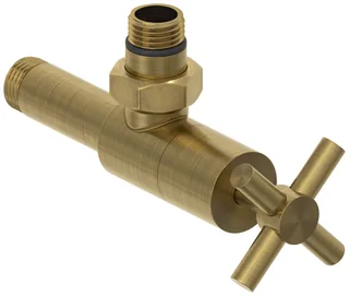 Вентиль, Сунержа, G 1/2" НР х G 1/2" НР, угловой, крест, цвет-латунь состаренная