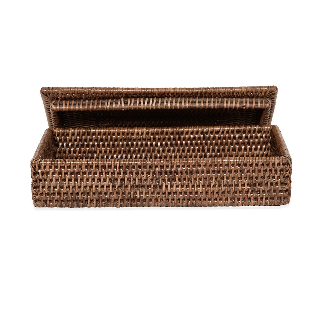 Контейнер универсальный, Decor Walther, BASKET, с крышкой, шгв 300*160*60, цвет-ротанг темный (Rattan dunkel)