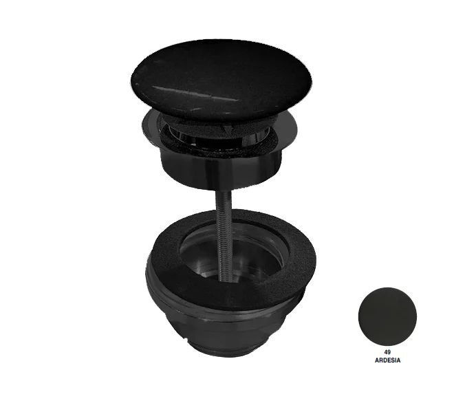 Донный клапан, Scarabeo, для раковин, 1 1/4", цвет-черный матовый/Ardesia