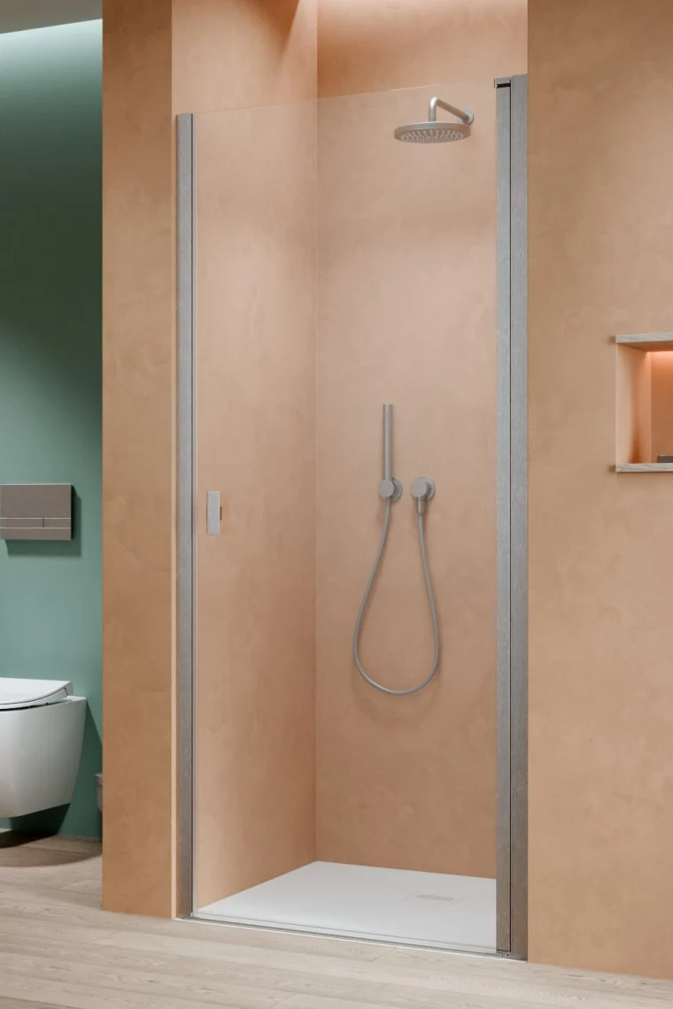 Дверь, Radaway, Nes DWJ I, шв 800*2000, петли-справа, никель брашированный, цвет стекла-прозрачный, Easy Clean