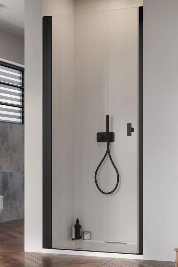 Дверь, Radaway, Nes 8 Black DWJ I, шв 700*2000, петли-слева, цвет фурнитуры-черный матовый, цвет стекла-прозрачный, Easy Clean
