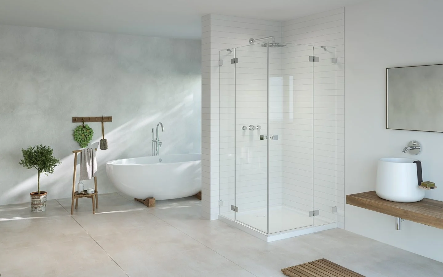 Дверь, Radaway, Essenza Pro KDD, шв 900*2000, петли-слева, хром, цвет стекла-прозрачный, Easy Clean