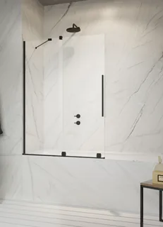 Шторка на ванну, Radaway, Furo PND II, шв 538*1500, петли-слева, цвет фурнитуры-черный, цвет стекла-прозрачный, Easy Clean