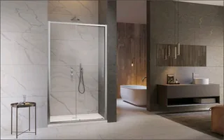 Дверь, Radaway, Premium Pro DWJ, шв 1400*2000, петли-слева, хром, цвет стекла-прозрачный, Easy Clean