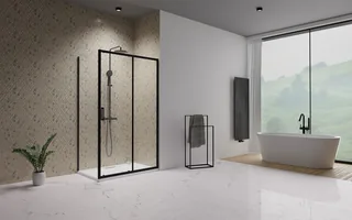 Дверь, Radaway, Premium Pro KDJ, шв 1200*2000, петли-справа, черный, цвет стекла-прозрачный, Easy Clean