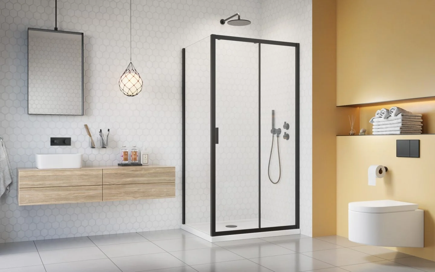 Боковая стенка, Radaway, Alienta DWJ+S, шв 900*1900, черный, цвет стекла-прозрачный, Easy Clean