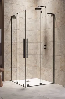 Дверь, Radaway, Furo SL, шв 900*2000, петли-слева, черный матовый, цвет стекла-прозрачный, Easy Clean