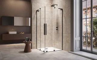 Дверь, Radaway, Furo SL KDD, шв 1000*2000, петли-слева, черный, цвет стекла-прозрачный, Easy Clean