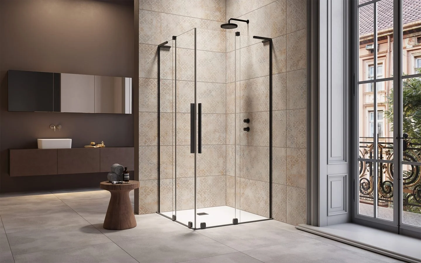 Дверь, Radaway, Furo SL KDD, шв 1000*2000, петли-слева, черный, цвет стекла-прозрачный, Easy Clean