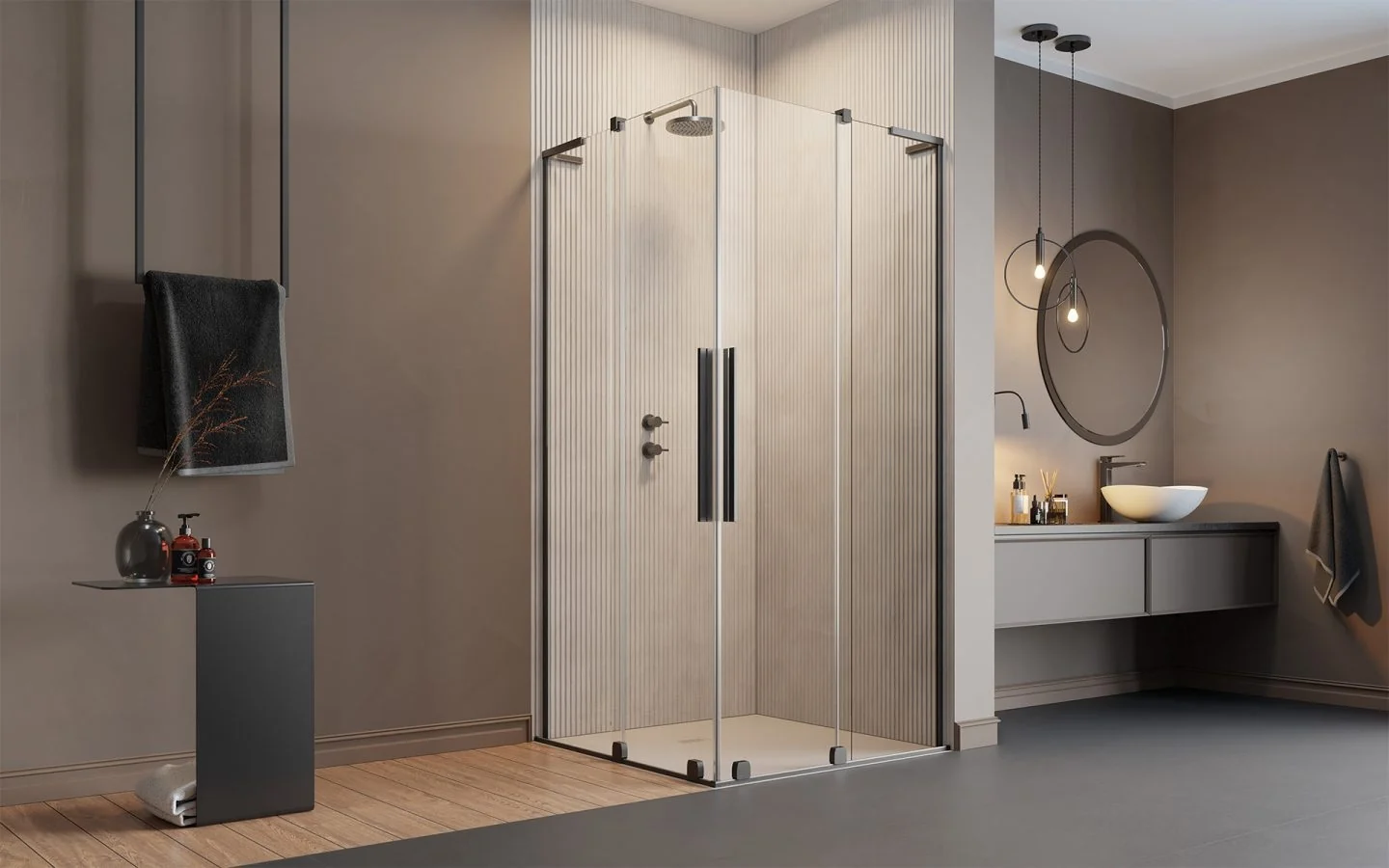 Дверь, Radaway, Furo SL KDD, шв 1000*2000, петли-слева, GunMetal Brushed, цвет стекла-прозрачный, Easy Clean