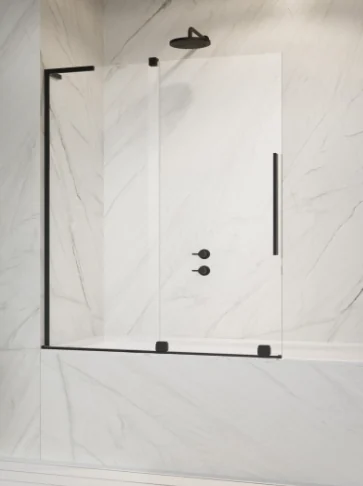 Шторка на ванну, Radaway, Furo SL PND II, шв 538*1500, петли-слева, цвет фурнитуры-черный, цвет стекла-прозрачный, Easy Clean