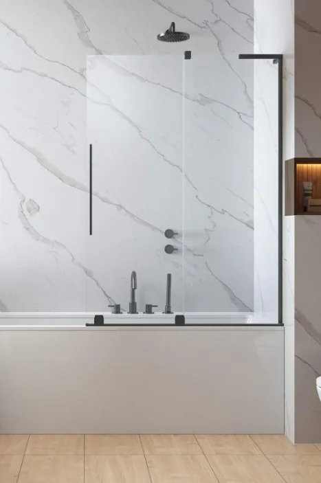 Шторка на ванну, Radaway, Furo SL PND II, шв 538*1500, петли-слева, цвет фурнитуры-GunMetal Brushed, цвет стекла-прозрачный, Easy Clean