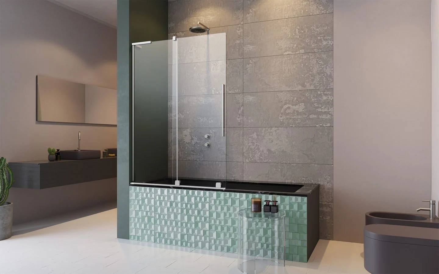 Шторка на ванну, Radaway, Furo SL PND II, шв 588*1500, петли-слева, цвет фурнитуры-хром, цвет стекла-прозрачный, Easy Clean