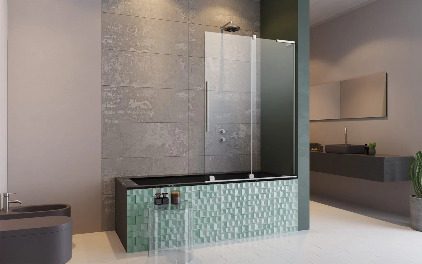 Шторка на ванну, Radaway, Furo SL PND II, шв 638*1500, петли-справа, цвет фурнитуры-хром, цвет стекла-прозрачный, Easy Clean