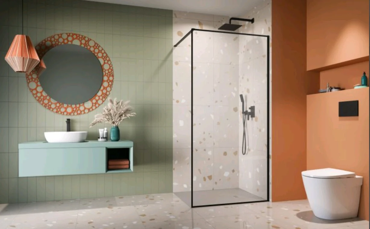 Душевая перегородка, Radaway, Modo F II, шв 1100*2000, черный, цвет стекла-прозрачный, Easy Clean