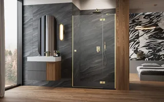 Неподвижная стенка, Radaway, Essenza 8 DWJ, шв 337*2000, Brushed Gold, цвет стекла-прозрачный, Easy Clean