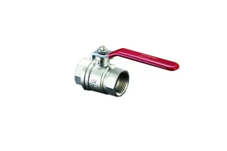 Кран шаровой, Optibal, DN-32, 1 1/4", ВВ, PN, бар-16, ручка-рычаг из оцинкованной стали, никелированный