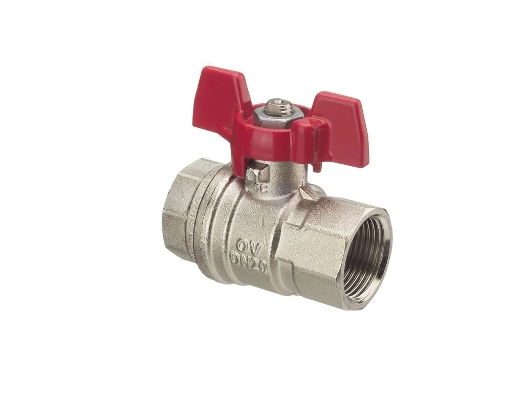 Кран шаровой, Optibal, DN-15, 1/2", ВВ, PN, бар-16, ручка-бабочка, никелированный
