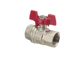 Кран шаровой, Optibal, DN-32, 1 1/4", ВВ, PN, бар-16, ручка-бабочка, никелированный