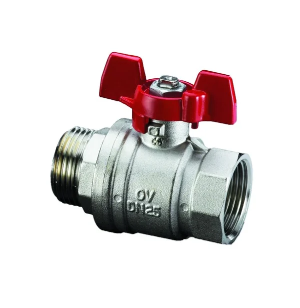 Кран шаровой, Optibal, DN-20, 3/4", НВ, PN, бар-16, ручка-бабочка, никелированный