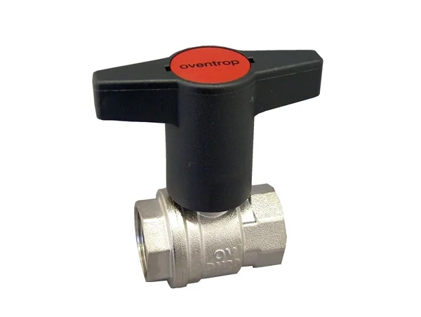 Кран шаровой, Optibal, DN-40, 1 1/2", ВВ, PN, бар-16, ручка-пластмассовая, удлинённая антрацит, никелированный