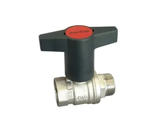 Кран шаровой, Optibal, DN-15, 1/2", НВ, PN, бар-16, ручка-пластмассовая, удлинённая антрацит, никелированный
