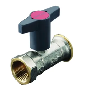Кран шаровой, Optibal P, для обвязки насоса, DN-25, 1 1/2", ВНГ, PN, бар-10, никелированный, с обратным клапаном, устанавливается перед насосом