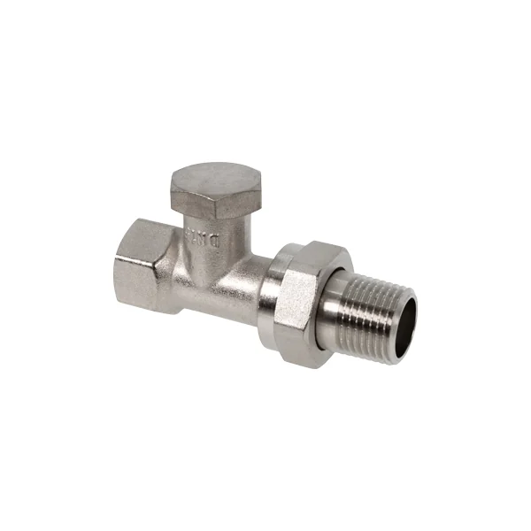 Вентиль, Oventrop, Combi 1R, на обратную подводку, прямой, DN-20, 3/4", 3/4", ВН, латунь никелированная, НГ со штуцером