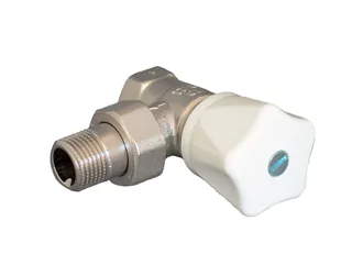 Вентиль, серия HR, угловой, DN-15, 1/2", ВН, никелированный, маховик белый