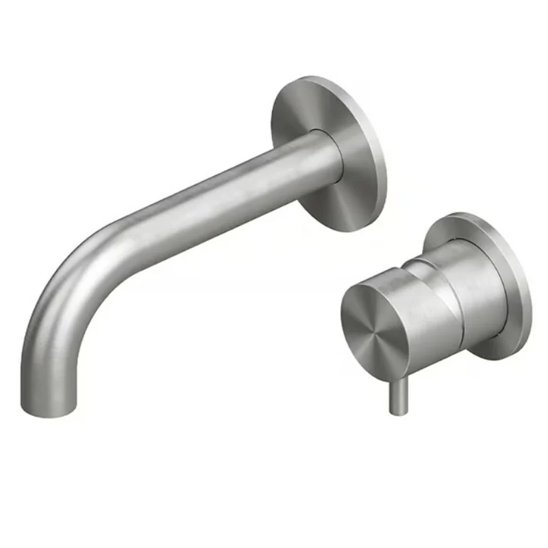 Смеситель для раковины, Quadro design, Source, настенный встраиваемый, цвет-Steel Brushed