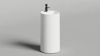Раковина, Salini, Armonia Round 01, шгв 450*450*900, отверстия для смесителя-отсутствуют, цвет-белый глянцевый