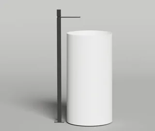 Раковина, Salini, Armonia Round, шгв 450*450*900, отверстия для смесителя-отсутствуют, цвет-белый матовый