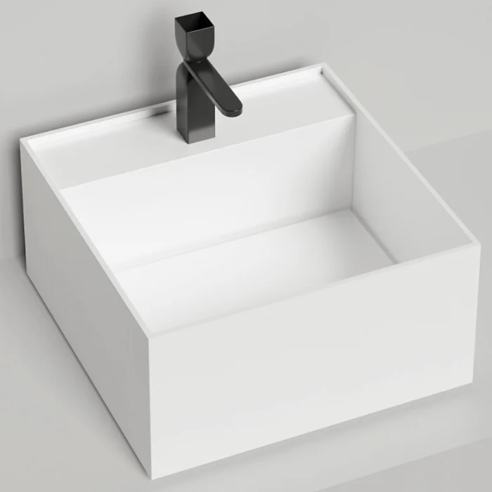 Раковина, Salini, Armonia Square Top, шгв 450*450*250, отверстия для смесителя-1, цвет-белый матовый