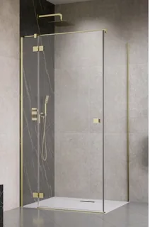 Дверь, Radaway, Essenza KDJ, шв 1000*2000, петли-справа, золото брашированное, цвет стекла-прозрачный 6мм, Easy Clean