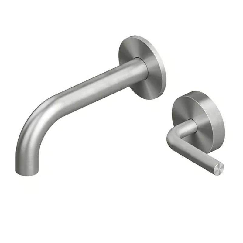 Смеситель для раковины, Quadro design, Levo, настенный встраиваемый, цвет-Steel Brushed