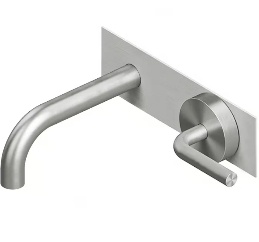 Смеситель для раковины, Quadro design, Levo, настенный встраиваемый, цвет-Steel Brushed