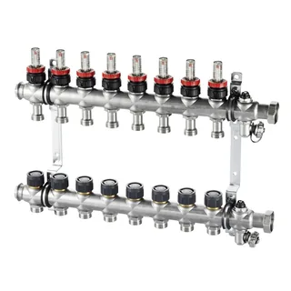 Коллектор, 1", Multidis SF 3, выход-3/4" ЕК, нержавеющая сталь, со встроенными ротаметрами 0-5 л/мин. на подаче (нов.арт. 1405353)