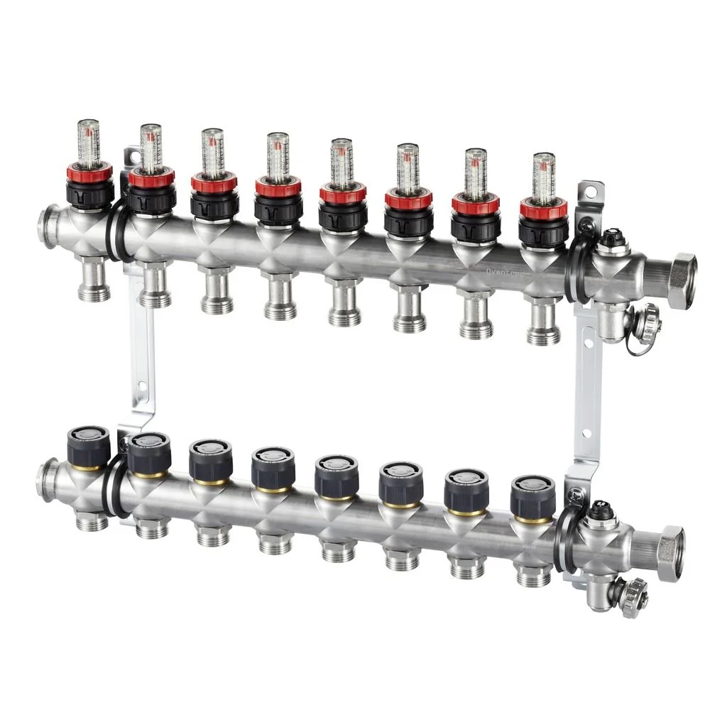 Коллектор, 1", Multidis SF 3, выход-3/4" ЕК, нержавеющая сталь, со встроенными ротаметрами 0-5 л/мин. на подаче (нов.арт. 1405353)