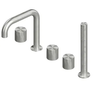 Смеситель для ванны и душа, Quadro design, HB, на борт ванны, цвет-Steel Brushed,