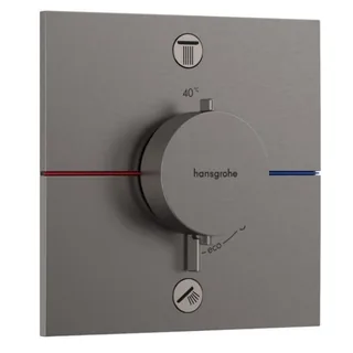 Смеситель термостатический, Hansgrohe, ShowerSelect Comfort E на 2 потребителя, цвет-хром черный шлифованный