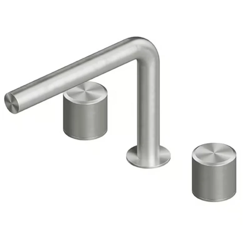 Смеситель для раковины, Quadro design, Stereo, на раковину/столешницу, цвет-Steel Brushed