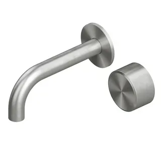 Смеситель для раковины, Quadro design, Stereo, настенный встраиваемый, цвет-Steel Brushed