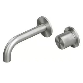 Смеситель для раковины, Quadro design, Stereo, настенный встраиваемый, цвет-Steel Brushed