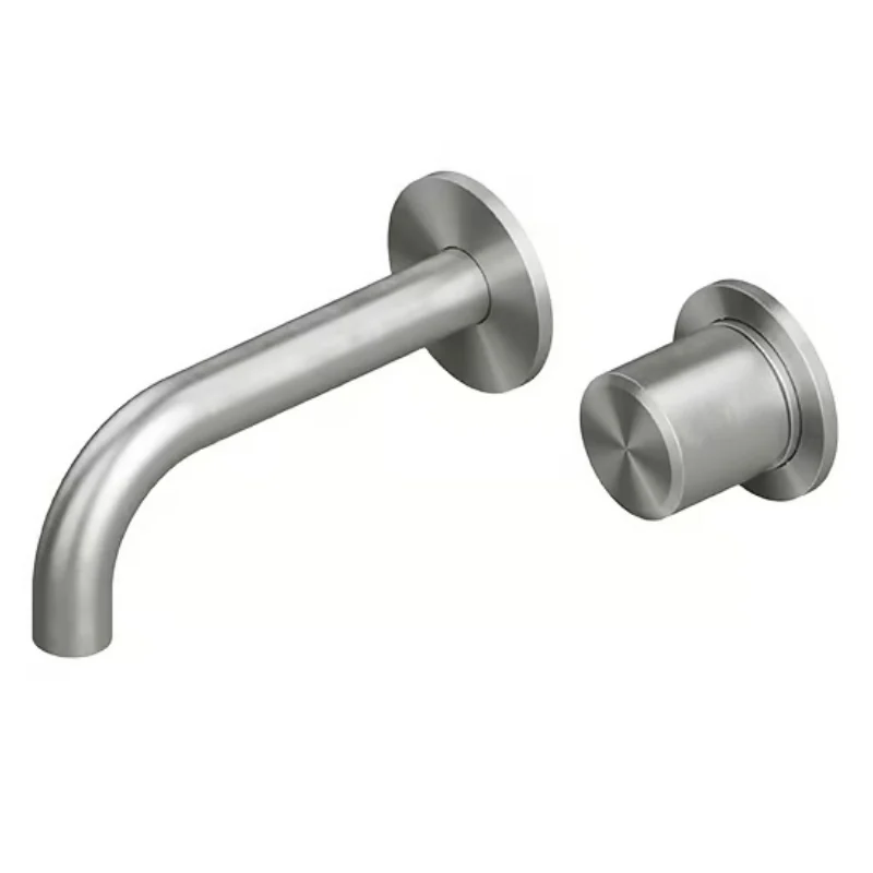 Смеситель для раковины, Quadro design, Stereo, настенный встраиваемый, цвет-Steel Brushed