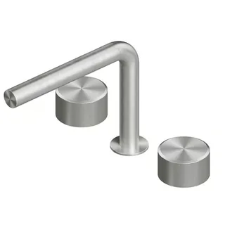 Смеситель для раковины, Quadro design, Stereo, на раковину/столешницу, цвет-Steel Brushed