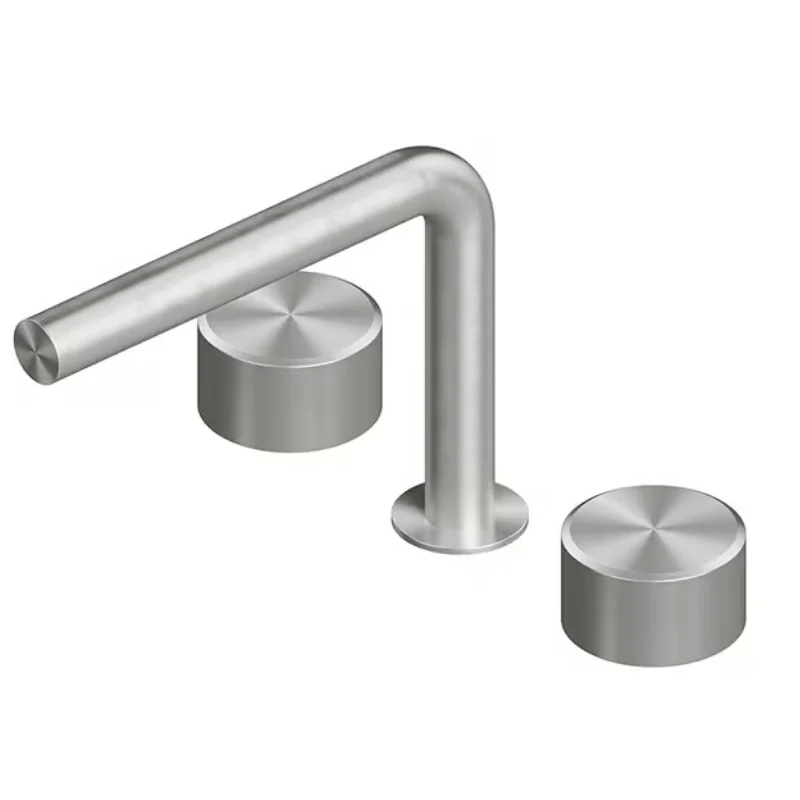 Смеситель для раковины, Quadro design, Stereo, на раковину/столешницу, цвет-Steel Brushed