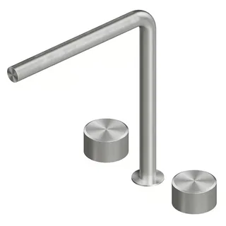 Смеситель для раковины, Quadro design, Stereo, на раковину/столешницу, цвет-Steel Brushed