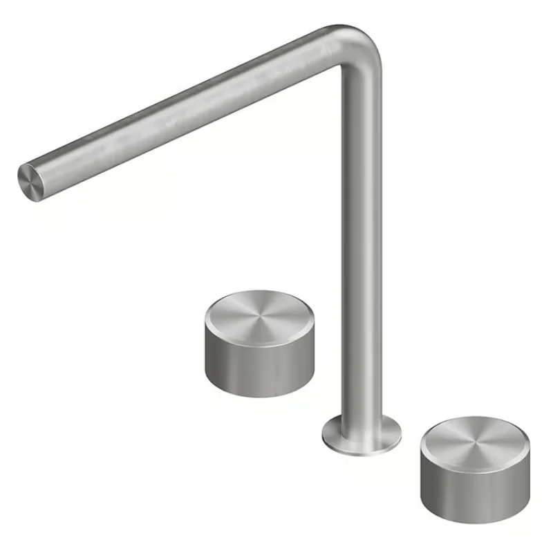 Смеситель для раковины, Quadro design, Stereo, на раковину/столешницу, цвет-Steel Brushed