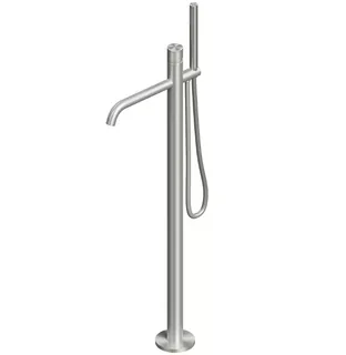 Смеситель для ванны и душа, Quadro design, Stereo, напольный, цвет-Steel Brushed,