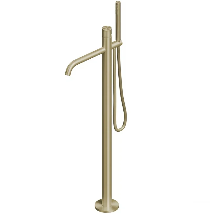 Смеситель для ванны и душа, Quadro design, Stereo, напольный, цвет-Light Gold PVD